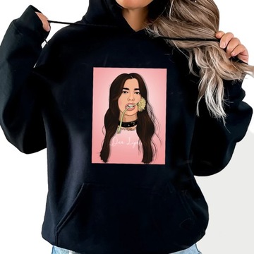 DAMSKA CZARNA BLUZA Z KAPTUREM DUA LIPA M