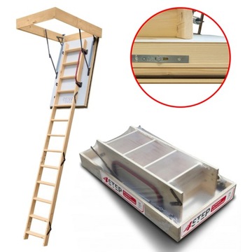 Schody Strychowe NORDIC 87mm 130x80 0,44W CIEPŁE H305 cm + uszczelka Gratis