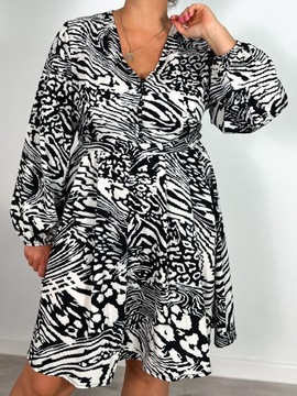 Sukienka Gaja Jesienna Zebra Plus Size 42 44 46