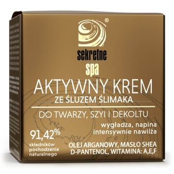 SekretneSPA Aktywny Krem ze śluzem ślimaka do skóry twarzy dekoltu 50 ml