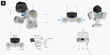 WIFI IP-КАМЕРА Reolink Duo2 8Mpx 4K Угол обзора 180 градусов 2 светодиодные лампы 1800 люмен