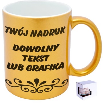 Złoty met kubek z nadrukiem dowolny własny tekst!!