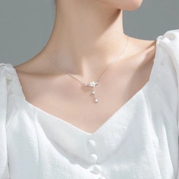 Chic Women Choker Necklace Silver Color Temperament Small Beads Heart