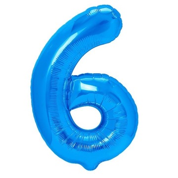 Balon Foliowy Cyfra Cyferka 6 Niebieska 40 cm