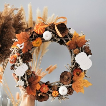 JESIENNY WIANEK na DRZWI stroik DYNIE wieniec