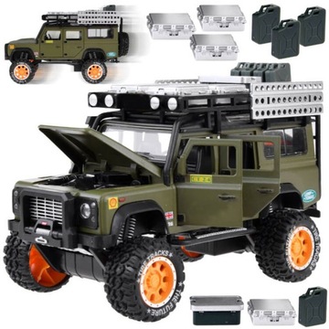 metalowy SAMOCHÓD AUTO terenowe JEEP napęd dźwięk światło led 1:24