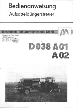 Instrukcja obsługi i katalog częsci rozsiewacz FORTSCHRITT D038