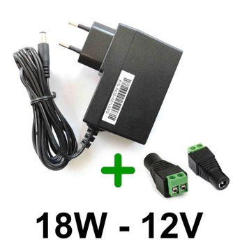 Zasilacz DC wtyczkowy 12V 18W do taśm LED +gniazdo