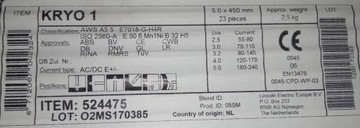 Elektrody spawalnicze st czarna 5,0x450 LINCOLN