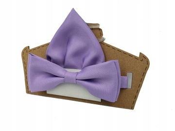 Фиолетовый галстук-бабочка из вереска с цветным нагрудным платком