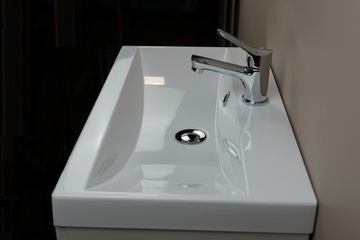 Шкафчик для ванной комнаты с умывальником и зеркалом, Вотан/белый