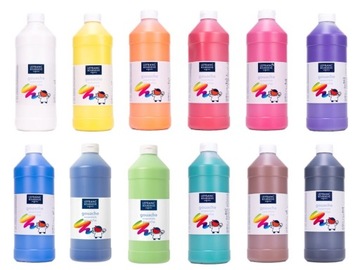 ZESTAW 12 FARB PLAKATOWYCH 1L 1000ML TEMPERA GWASZ LEFRANC BOURGEOIS 12x1L