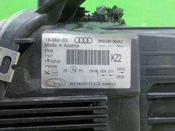 AUDI A4 B6 2.4 B 03R CABRIO 2D SVĚTLO PRAVÁ PŘEDNÍ 8H0941004AD