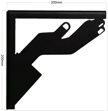 угловой кронштейн, декоративный стальной кронштейн 200х200мм черный