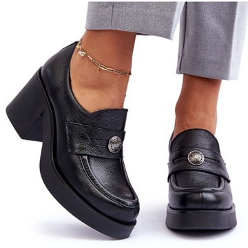 Czarne Skóra naturalna Buty Półbuty Lemar r.38