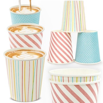 100x PAPIEROWE KUBKI 250ml PASTELOWE EKO