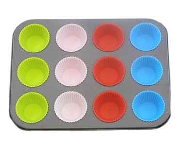 FORMA BLACHA DO PIECZENIA 12 MUFFINEK BABECZEK BROWNIE SILIKONOWE PAPILOTKI