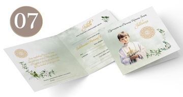 ZAPROSZENIA na Komunię IMIĘ Papier perłowy+koperta