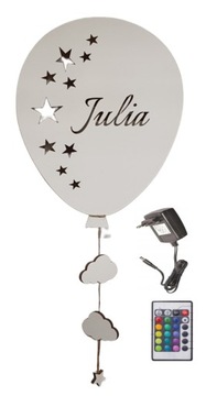 LAMPKA BALON nocna LED Z IMIENIEM KOLORY sieciowe