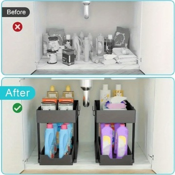 1 шт. органайзер под раковину с выдвижным ящиком, 2-х уровневая выдвижная корзина для шкафа
