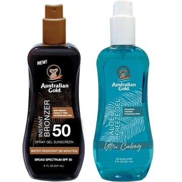 Australian Gold Żel W Sprayu Z Bronzerem SPF50 + Aloe Freeze Gel