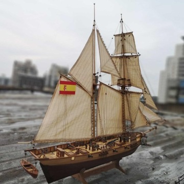 Zestaw modeli do składania drewnianej żaglówki w skali 1/100 Żaglowiec Model statku żaglowego dla dzieci