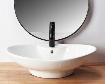 НАСТОЛЬНАЯ РАКОВИНА, БЕЛАЯ КЕРАМИКА, ОВАЛ ROSA 2