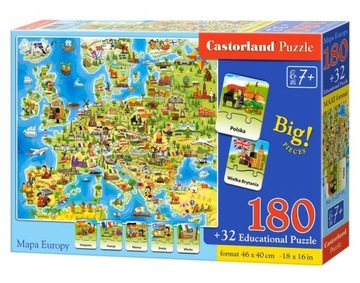 Puzzle 180 Mapa Europy z quizem Castorland
