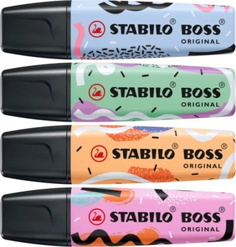 Zakreślacze STABILO BOSS Pastel by Ju Schnee 4 szt