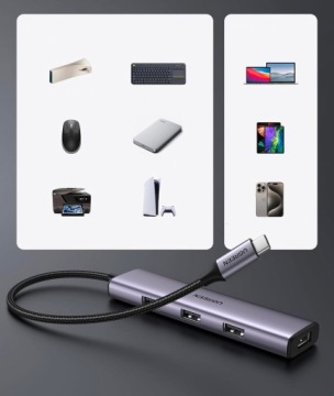 АДАПТЕР-концентратор UGREEN РАЗДЕЛИТЕЛЬ USB-C TYPE C 4x USB 3.2 ОЧЕНЬ БЫСТРЫЙ