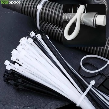 ЗАЖИМНЫЕ СВЯЗИ 300 мм x 4,8 мм ЧЕРНЫЕ КАБЕЛЬНЫЕ СВЯЗИ ПРОЧНЫЕ ПРОЧНЫЕ 4,8 x 300 мм