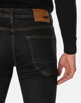 Czarne Spodnie Jeansy Rurki Męskie Texasy Dżinsy dla Wysokich SM666 W32 L36