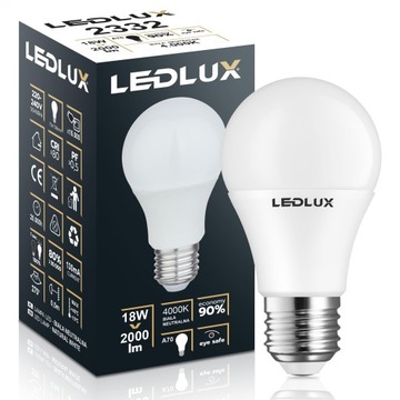 Светодиодная лампа E27 18Вт = 130Вт SMD 4000К нейтральная Premium LEDLUX не мигает