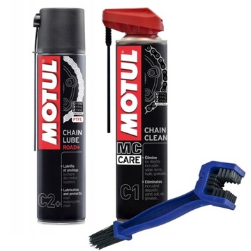 Zestaw do czyszczenia i smarowania łańcucha motocyklowego MOTUL C2+ C1