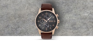 Zegarek Męski Hugo Boss Navigator 1513496 Brązowy pasek skórzany + BOX
