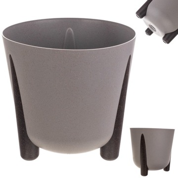 DONICZKA DONICA NA KWIATY ECO OSŁONKA NÓŻKI Z WKŁADEM 18cm SZARA