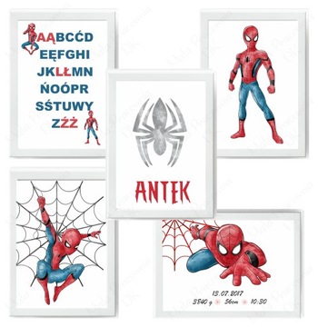 Zestaw 3 plakaty SUPERHERO imię dziecka, metryczka Różne wzory A3
