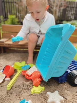 ZESTAW DO PIASKU WYWROTKA DO PIASKOWNICY FOREMKI ŁOPATKA NA PLAŻĘ WOOPIE