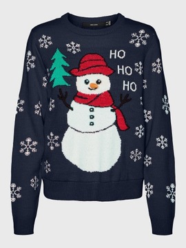 Vero Moda Sweter Snowman 10272448 Granatowy Regular Fit