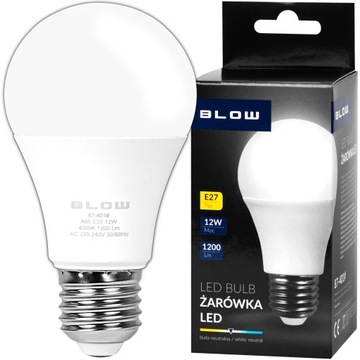 MOCNA ŻARÓWKA LED EKO E27 12W 1200LM 4000K BIAŁY NEUTRALNY KULKA KULA