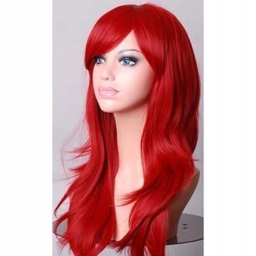 PERUKA MAŁA SYRENKA WŁOSY CZERWONE WIG STRÓJ DLA DOROSŁYCH COSPLAY