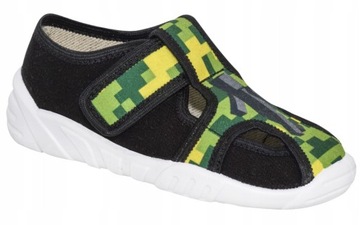 PANTOFLE KAPCIE DZIECIĘCE DO PRZEDSZKOLA ZETPOL SZYMON ZIELONY NA RZEPY R30