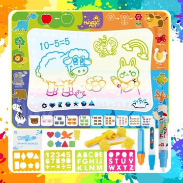 ВОДЯНОЙ КОВРИК ДЛЯ ЖИВОПИСИ И РИСОВАНИЯ 120х90 ШТАМПЫ ФОРМА НАБОР РУЧЕК XXL