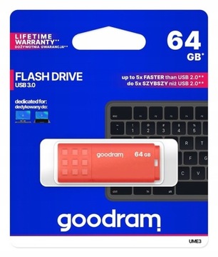 GOODRAM Pendrive UME3 64 GB USB 3.0 Pomarańczowy