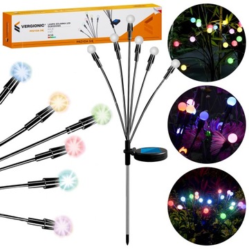 Солнечная садовая лампа с шипованными шариками RGB 6xLED 70см Украшение сада