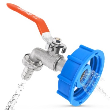 Кран для резервуара IBC емкостью 1000 л ДЛЯ МАУЗЕРА СО ШЛАНГОМ 1/2x3/4, заглушка впускного клапана