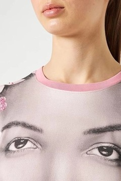 Koszulka Desigual Face damska bawełniana print różowa klasyczna t-shirt L