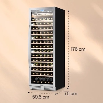 Винный шкаф, винный холодильник, 165 бутылок, 3 светодиодные лампы.
