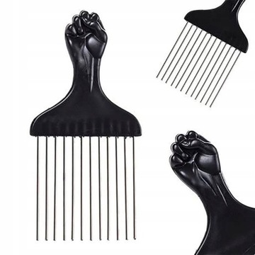 'AFRO PICK COMB FOR CURLY HAIR METAL WIDE TOOTH