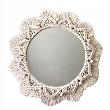 Makrama Frędzle Wiszące Lustro Ścienne Boho